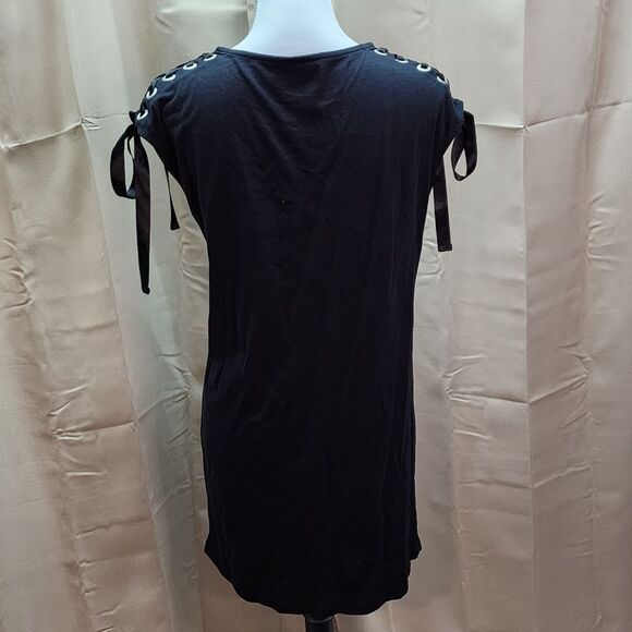 Sincerely Jules Black Grommet Lace Up Mini Shift Dress Size Small - Picture 7 of 9